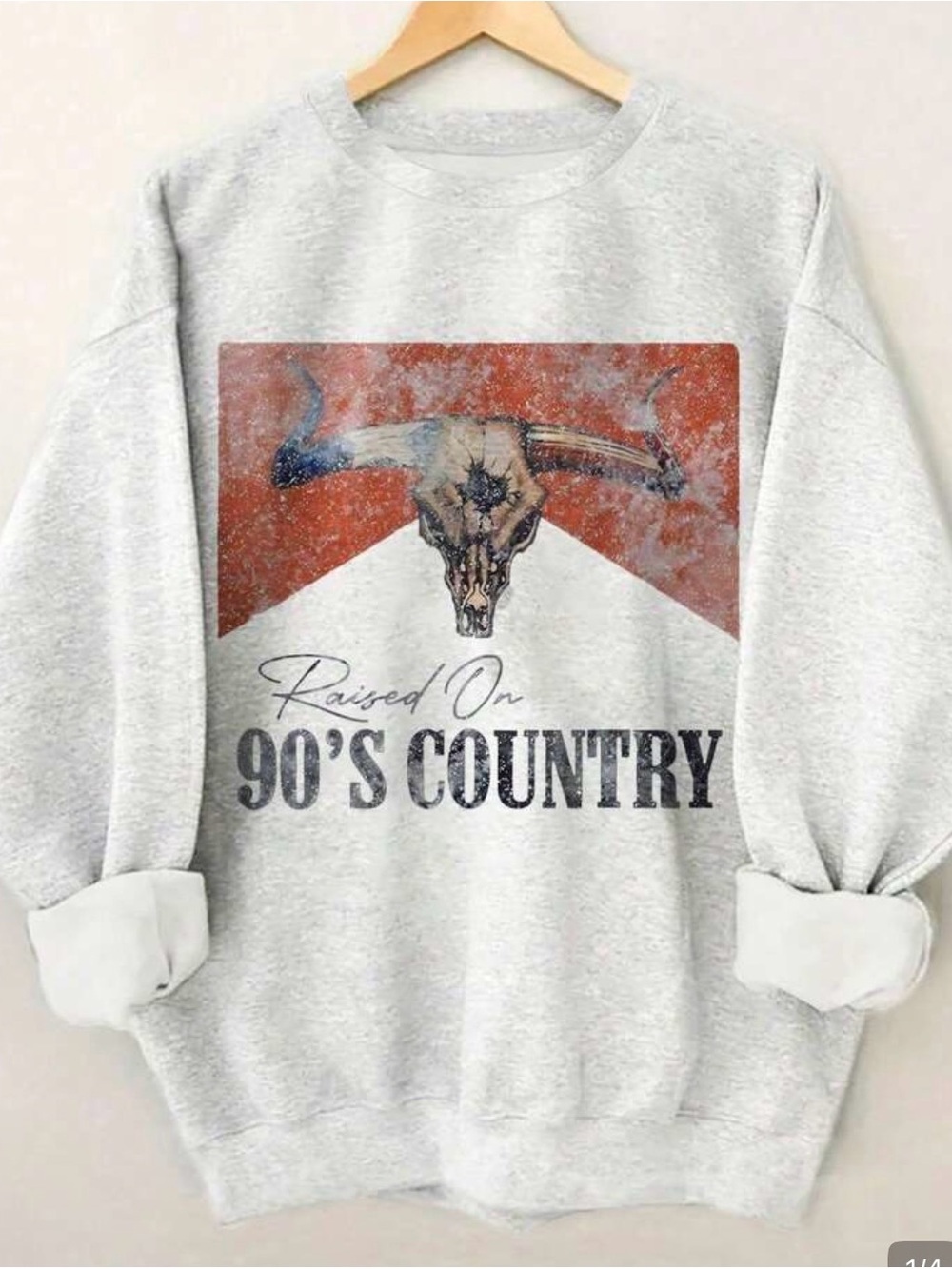 Raised On 90's Country Graphic Sweatshirt - Light Gray
